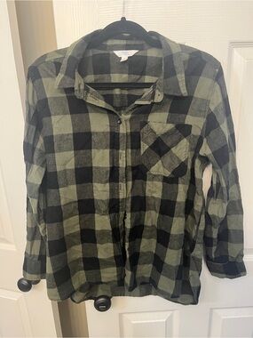 Time and Tru soft Women’s Green and Black Plaid Shirt size L